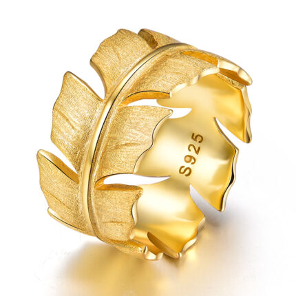 Leaf Silver Gold plated Ring